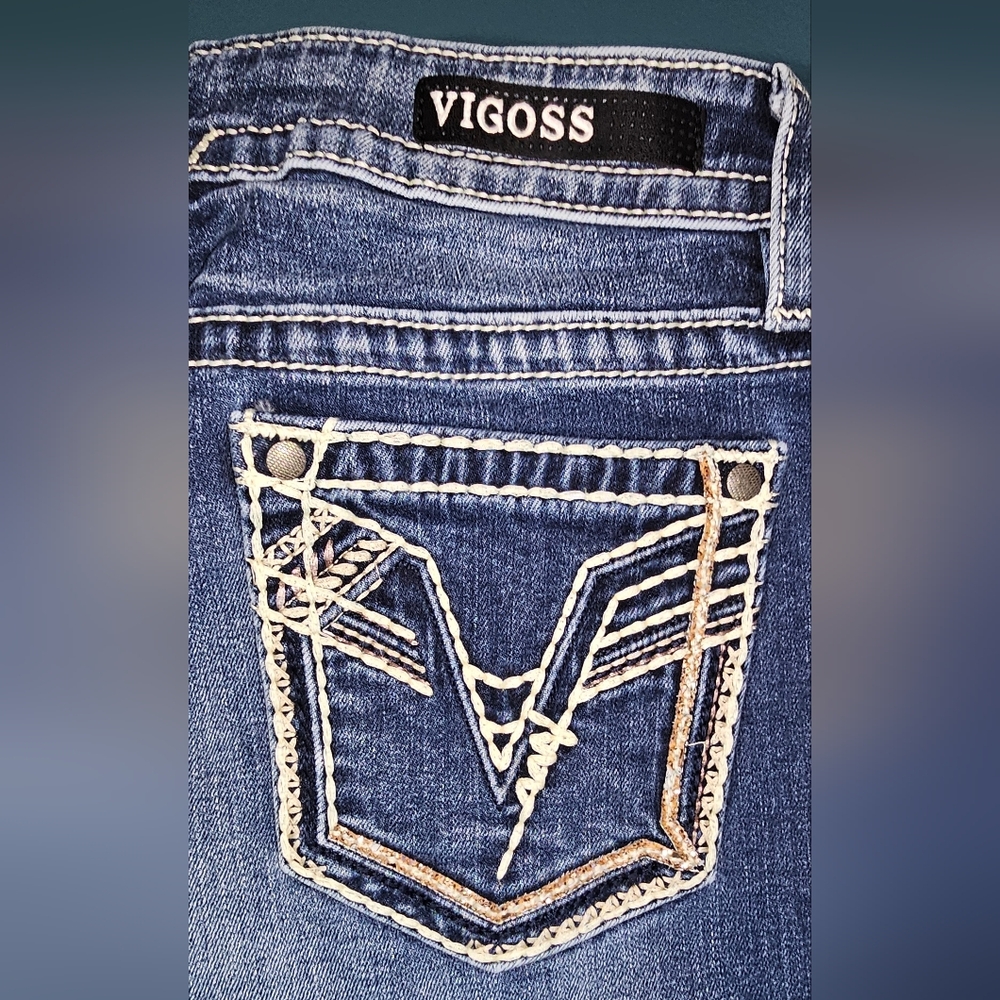 Vigoss Blue Jeans with White Embroidery